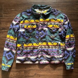 WeSC Men's Medium Women's Large Moritz Aztec Printed Corduroy Trucker Jacket
